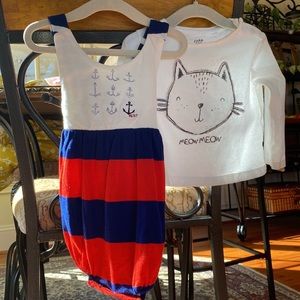 Ralph Lauren Romper & Zara Cotton tee 2 pc bundle 9 month